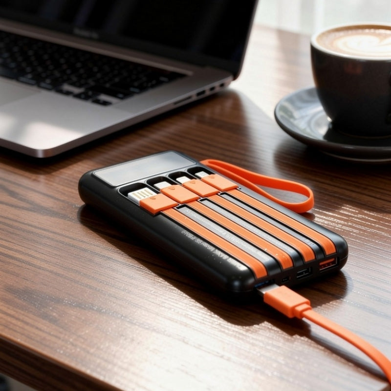 10000mAh Solar LED Multi Cable Power Bank
