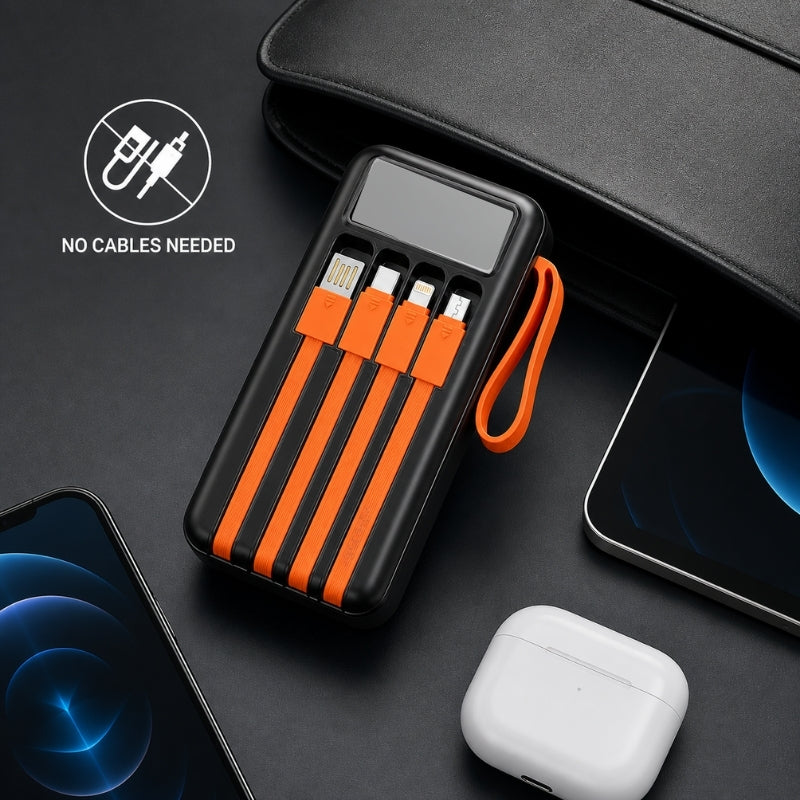 10000mAh Solar LED Multi Cable Power Bank