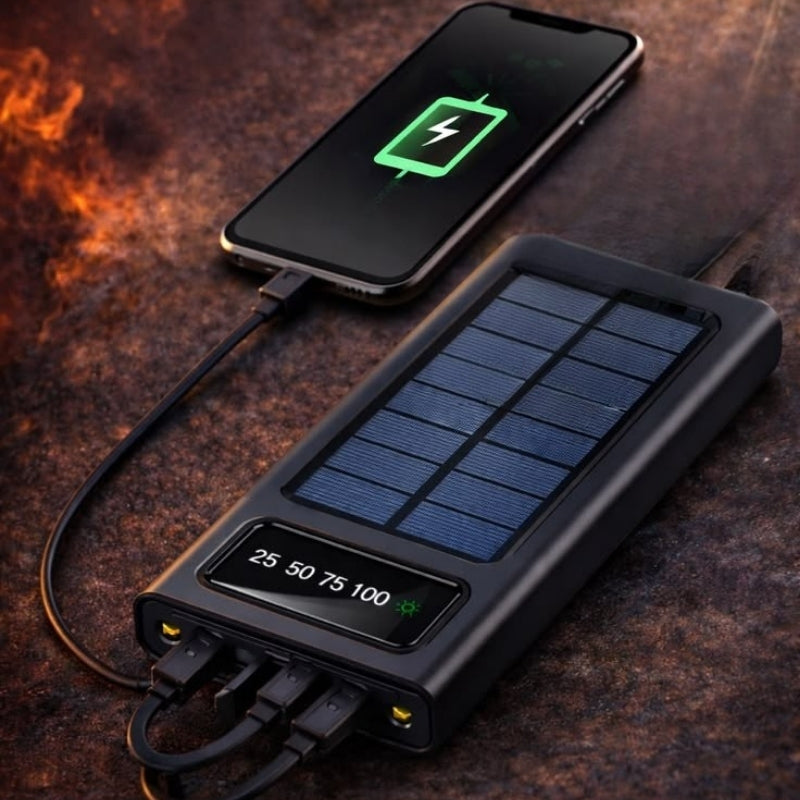 10000mAh Solar LED Multi Cable Power Bank