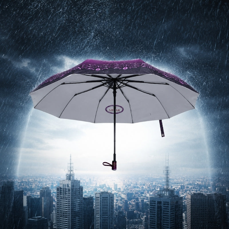 Elegant Floral 10-Ribs Folding Umbrella