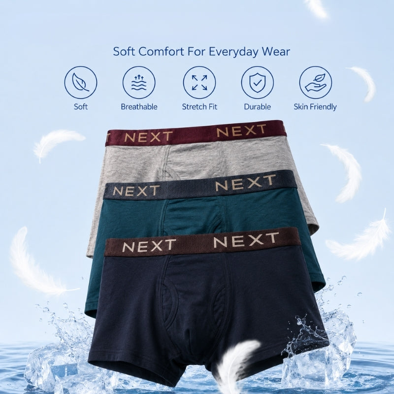 Premium Flexible Fit Men’s Microfiber Boxer Trunks  (Set of 3)
