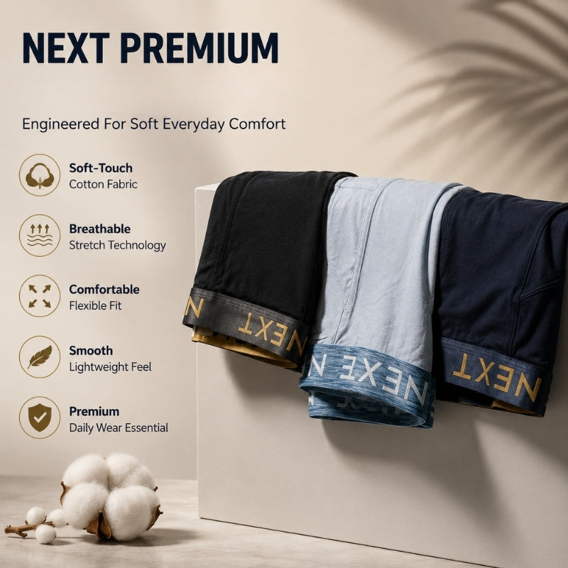 Premium Flexible Fit Men’s Microfiber Boxer Trunks  (Set of 3)