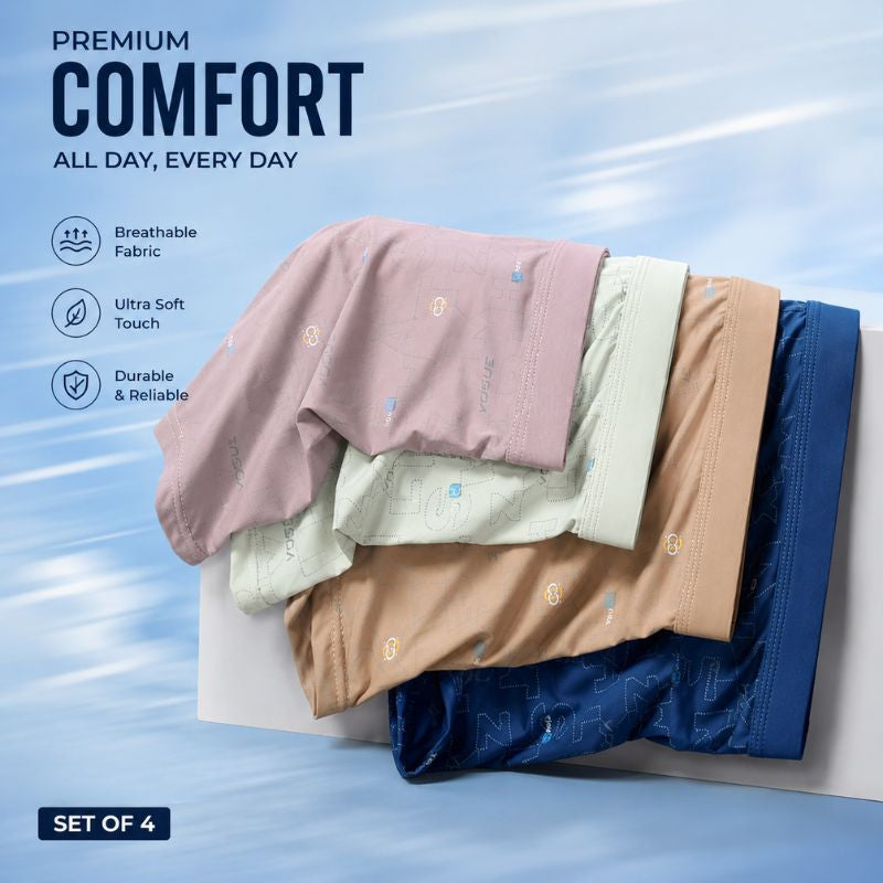 Premium Cooling Ice Silk Boxer Trunks ( Set of 4 )