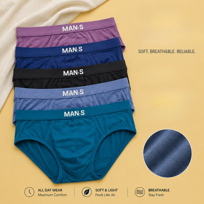 Feather Soft Breathable Men's Briefs ( Set of 5 )