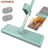 Hands-Free Microfiber Floor Cleaning Mop with Extra 1 Cleaning Mat