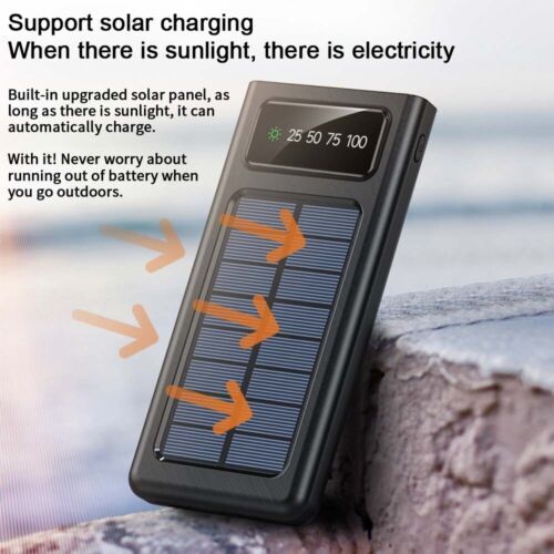 10000mAh Solar LED Multi Cable Power Bank