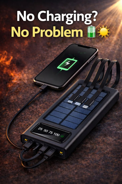 10000mAh Solar LED Multi Cable Power Bank
