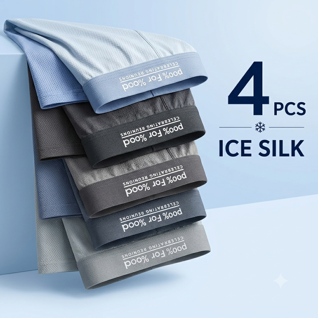 Premium Luxury Ice Silk Comfort Men’s Underwear (Set of 4)