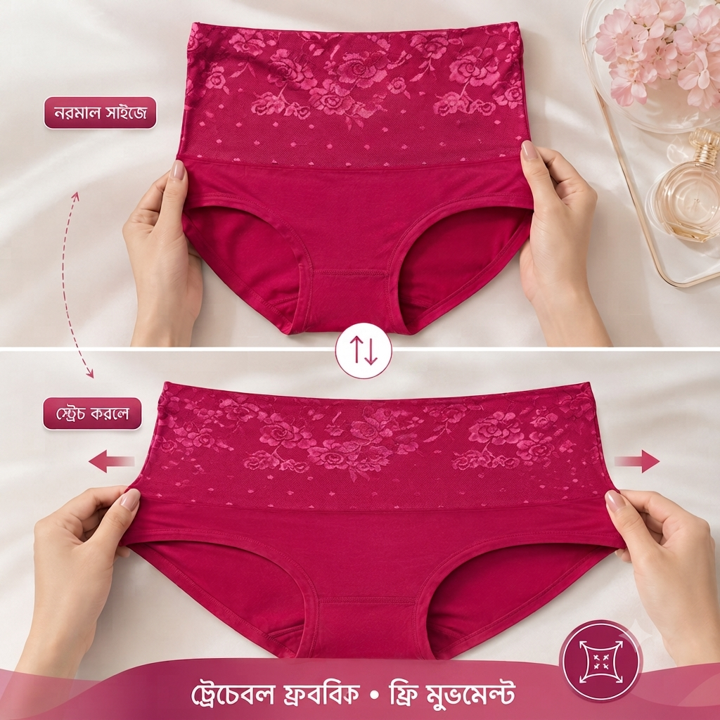 Elegant Floral Soft Fit Panty ( Set of 3 ) Free Size