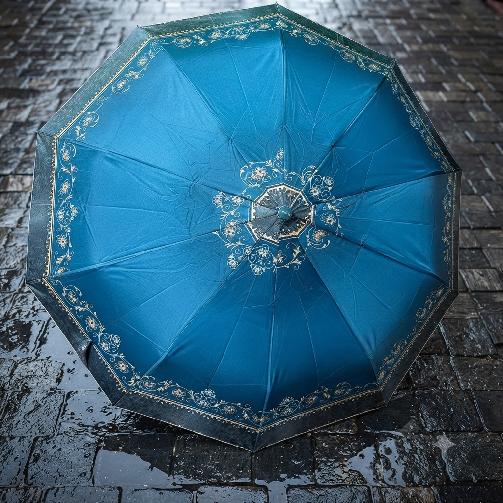 Elegant Floral 10-Ribs Folding Umbrella