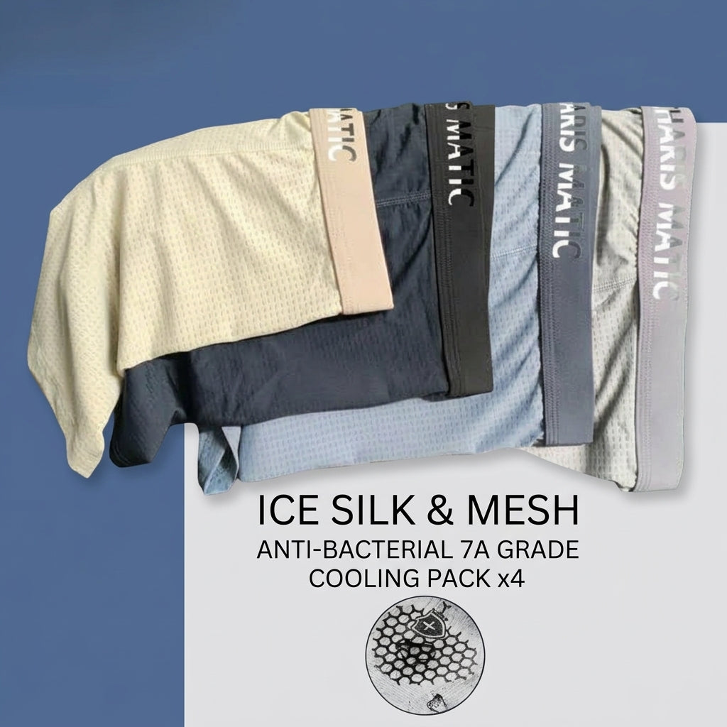 Premium Luxury Ice Silk Comfort Men’s Underwear (Set of 4)