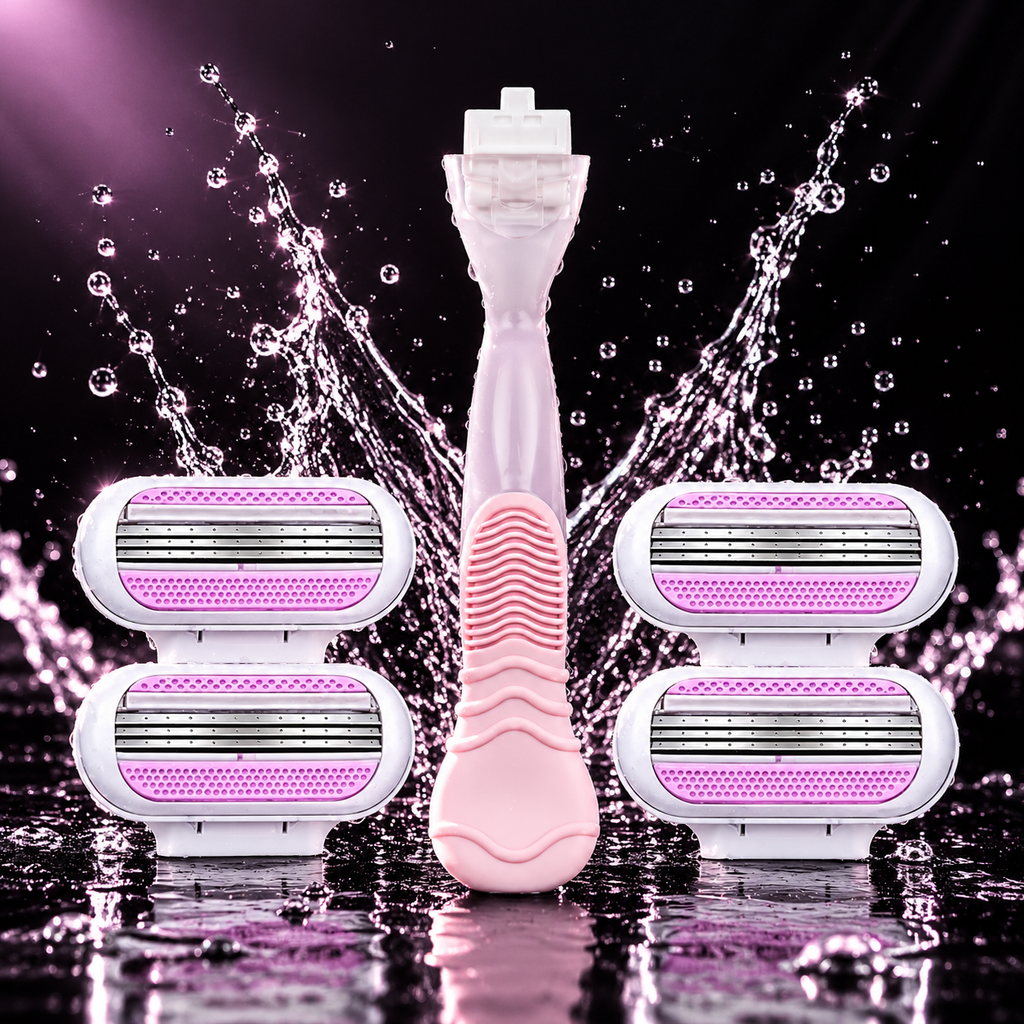 Women's 3-Layer Premium Shaving Razor Set (1 Handle + 4 Heads)
