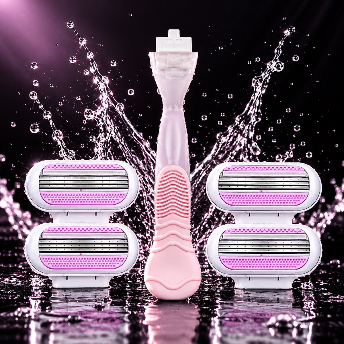 Women's 3-Layer Premium Shaving Razor Set (1 Handle + 4 Heads)