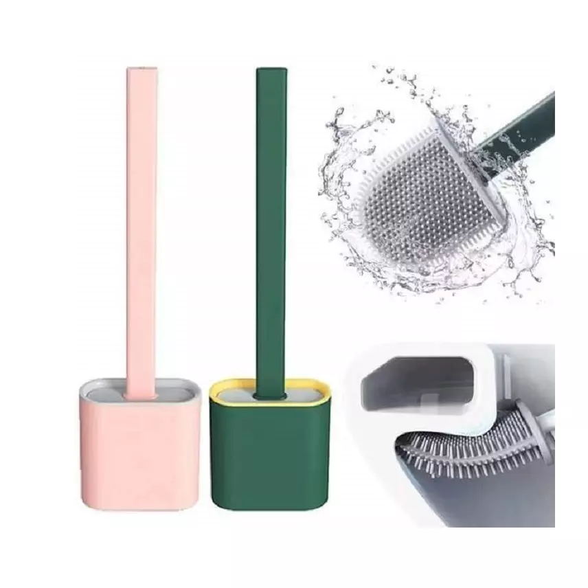 Wall Mounted Silicone Toilet Brush With Holder Stand