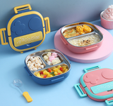 3 Compartment 304 Stainless Steel Bento Lunch Boxes with Cutlery