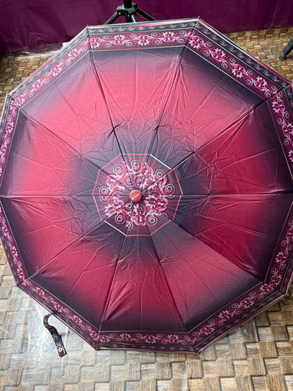 Elegant Floral 10-Ribs Folding Umbrella