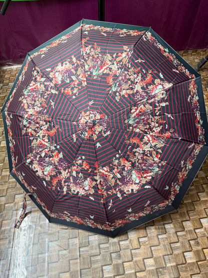 Elegant Floral 10-Ribs Folding Umbrella