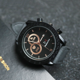 Round Dial Stylish Leather Strap Watch