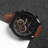 Round Dial Stylish Leather Strap Watch