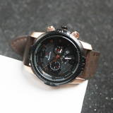 Round Dial Stylish Leather Strap Watch