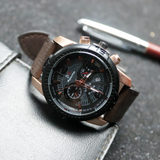 Round Dial Stylish Leather Strap Watch