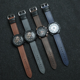 Round Dial Stylish Leather Strap Watch