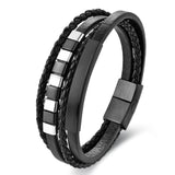 Double Wrap Braided Genuine Leather Bracelet