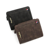 Men's three-fold vertical zipper retro  wallet