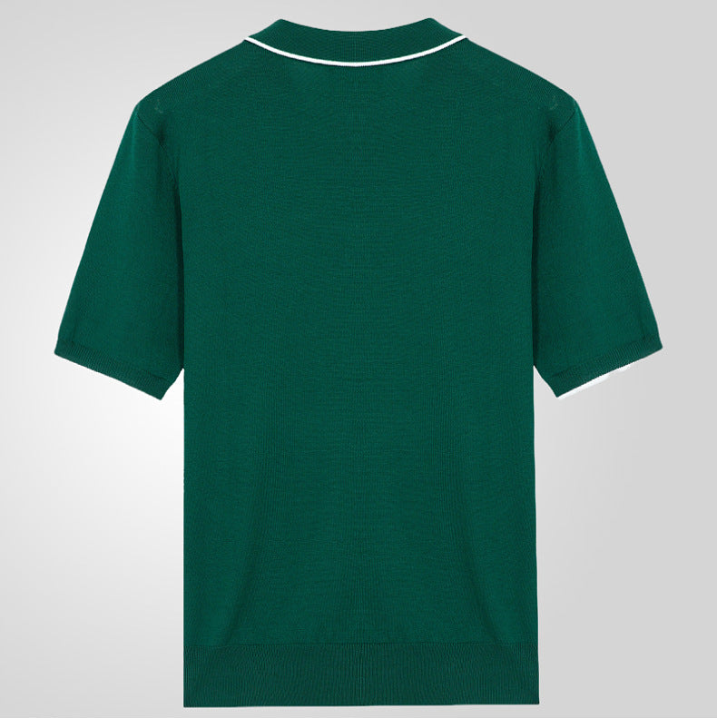 Men's summer zipper casual Solid Color polo shirt