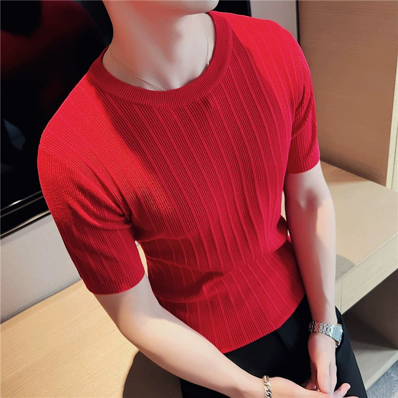 Classic Rib Texture Slim Fit Tee