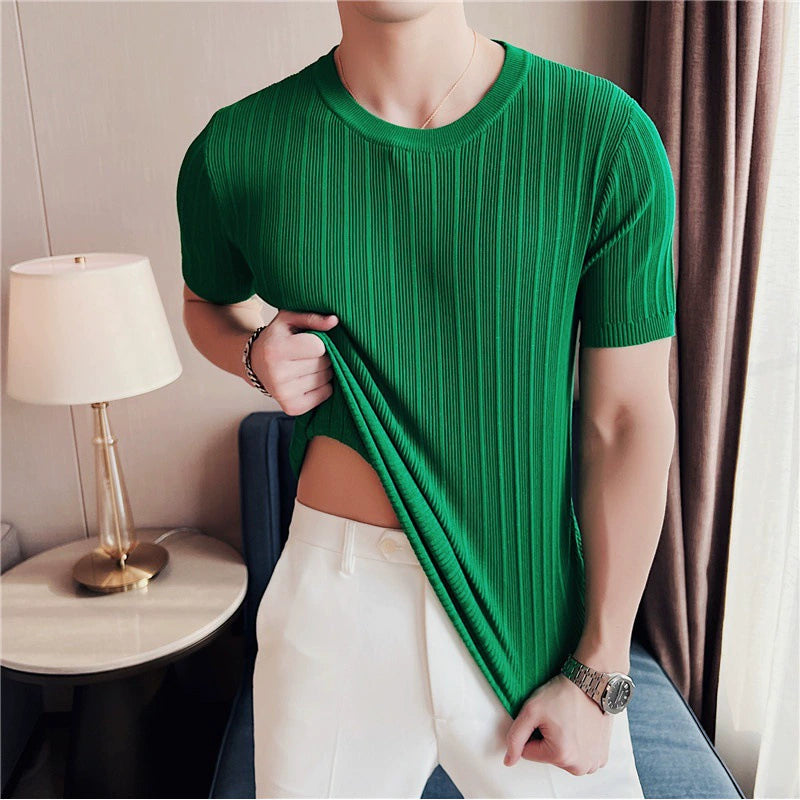 Classic Rib Texture Slim Fit Tee