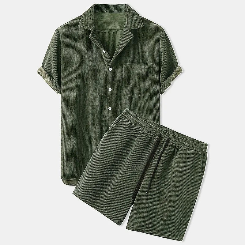 Waffle Texture Relax Fit Shirt Set