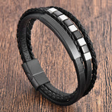 Double Wrap Braided Genuine Leather Bracelet