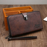 Classic Long Zippered Leather Clutch Wallet
