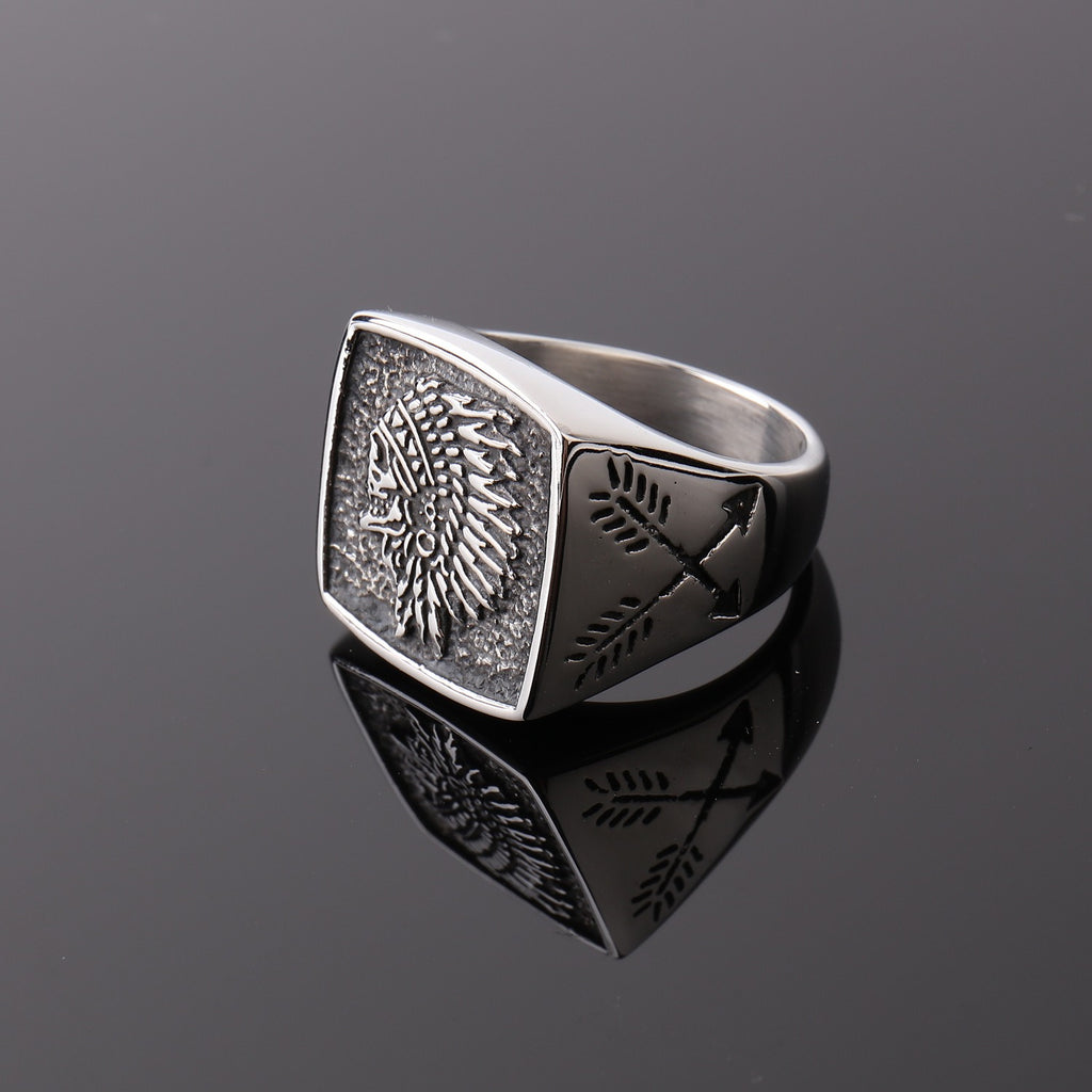 Retro stainless steel men's ring