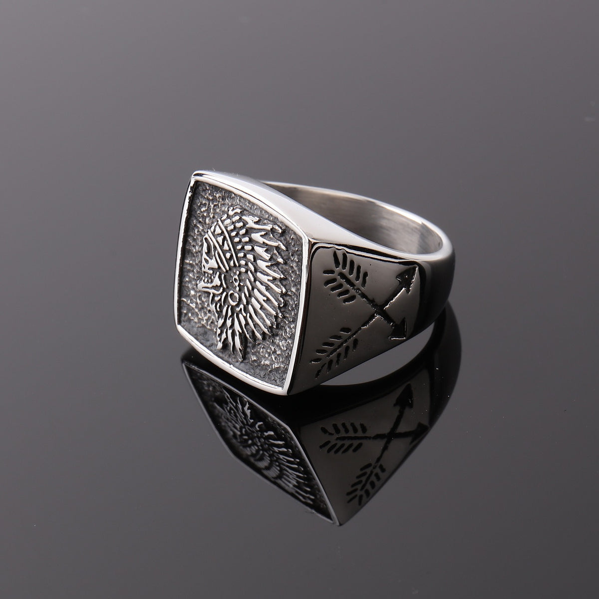 Retro stainless steel men's ring