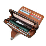 Classic Long Zippered Leather Clutch Wallet
