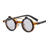 T307 Otu new round frame punk double flip sunglasses