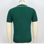 Men's summer zipper casual Solid Color polo shirt