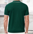 Men's summer zipper casual Solid Color polo shirt