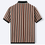 Men's Striped Cool Silk Knitted Business Casual Polo Shirt