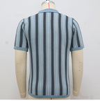 Men's Summer New Striped Jacquard Knitted Polo Shirt