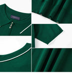 Men's summer zipper casual Solid Color polo shirt