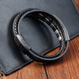 Double Wrap Braided Genuine Leather Bracelet