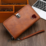 Classic Long Zippered Leather Clutch Wallet