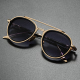 Fashionable Dual-Bar Metal Frame Glasses
