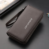 Double Zipper Soft Leather Business Clutch