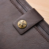 Vintage Star Button Long Leather Wallet