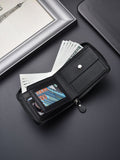 Men’s Short Zipper Wallet with Large Capacity