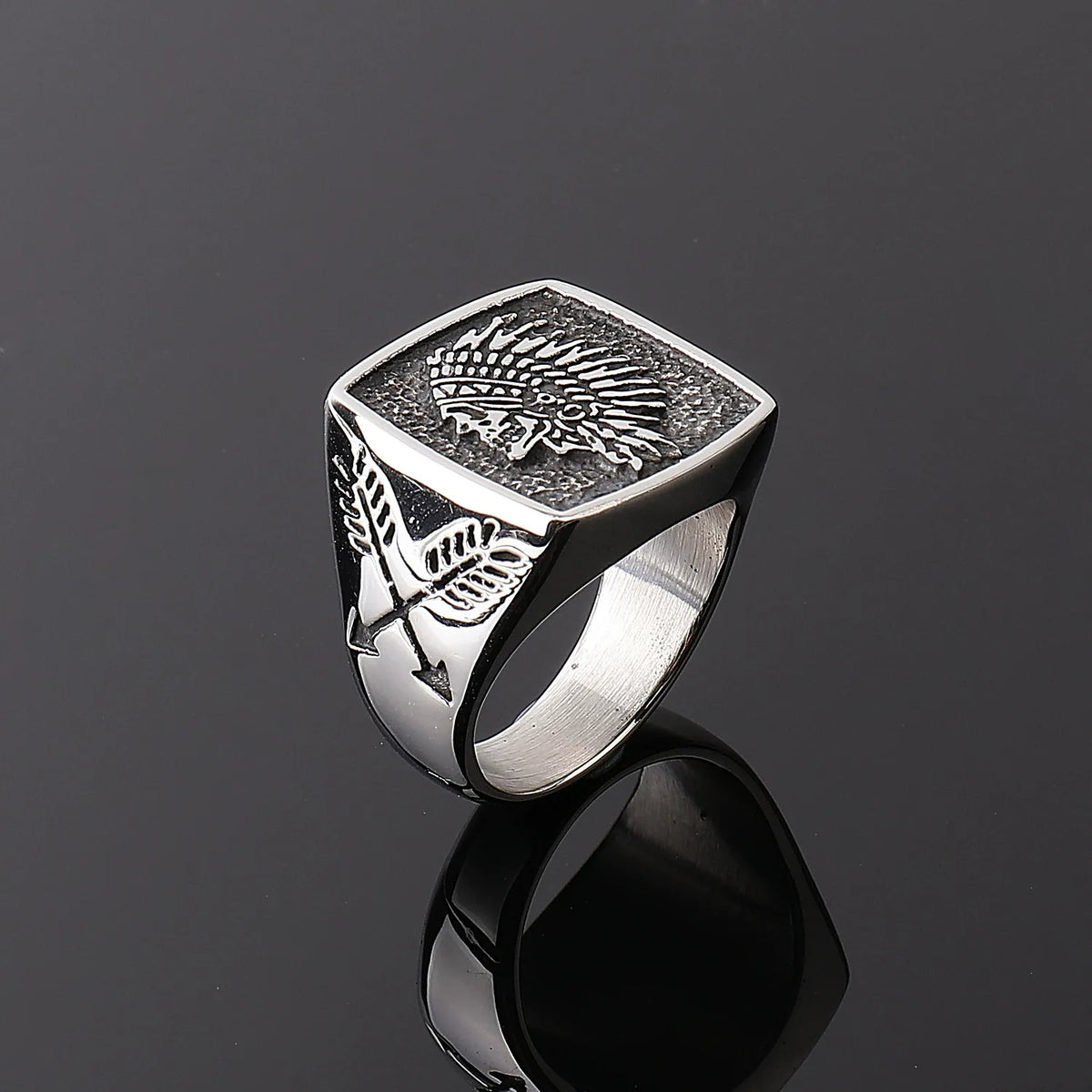 Retro stainless steel men's ring
